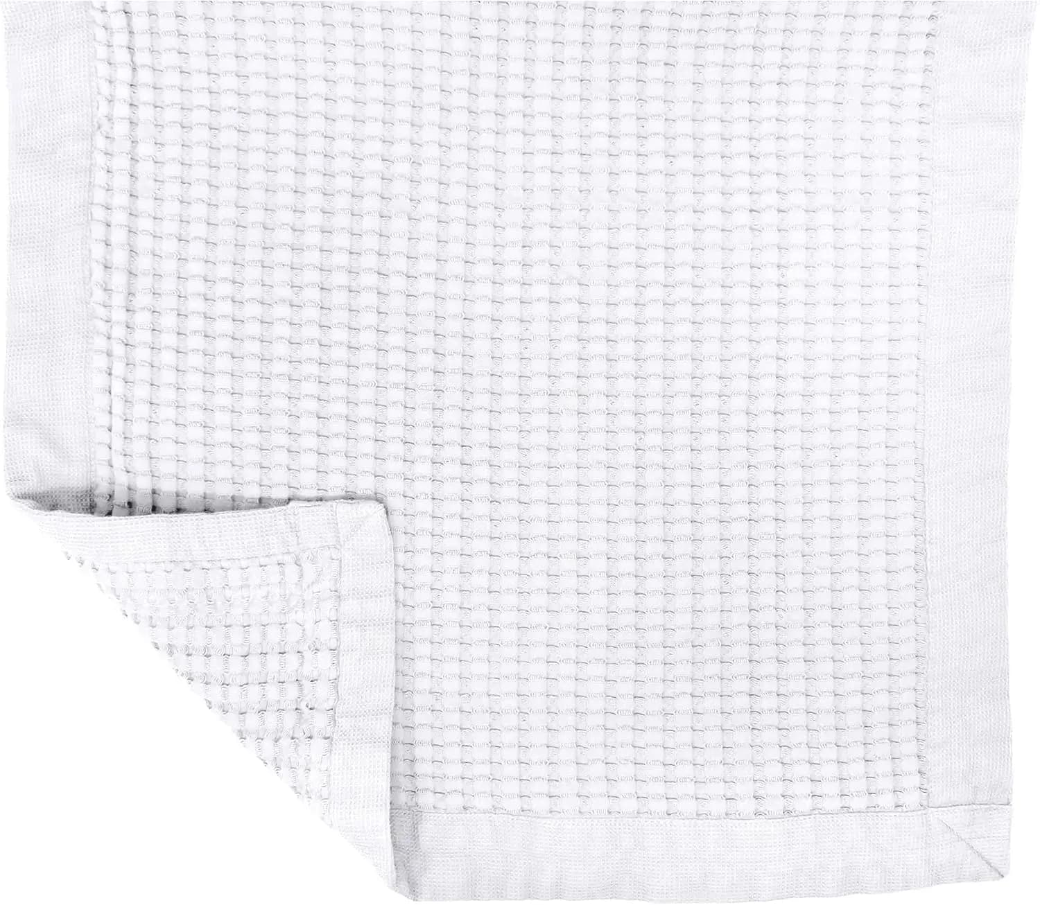 Tappetino da Bagno in Cotone ad Asciugatura Rapida, Tessuto a Nido d'Ape Assorbente per Doccia e Vasca, Design Moderno Bianco