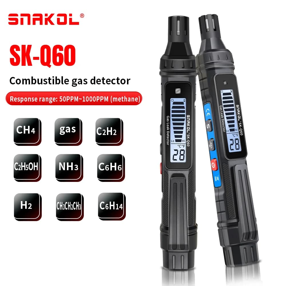 Nuovo portatile Rilevatore di gas combustibile Tester di perdite di gas 1000PPM Suono e schermo Allarme Gas Sniffer Strumenti di test per metano naturale