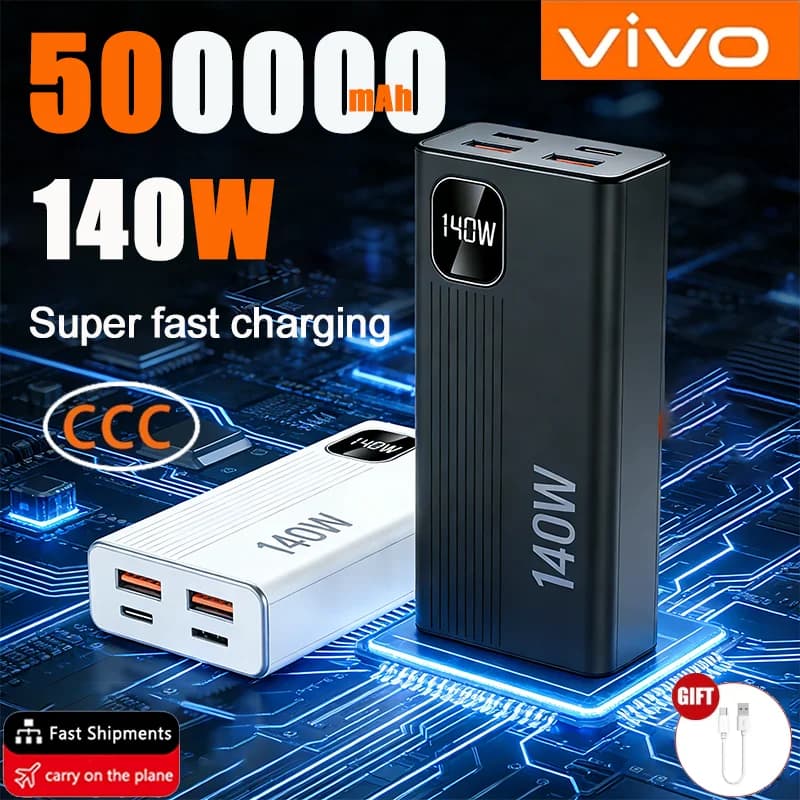 VIVO Power Bank da 500000mAh, 140W, ricarica super rapida, batteria esterna portatile per Xiaomi iPhone