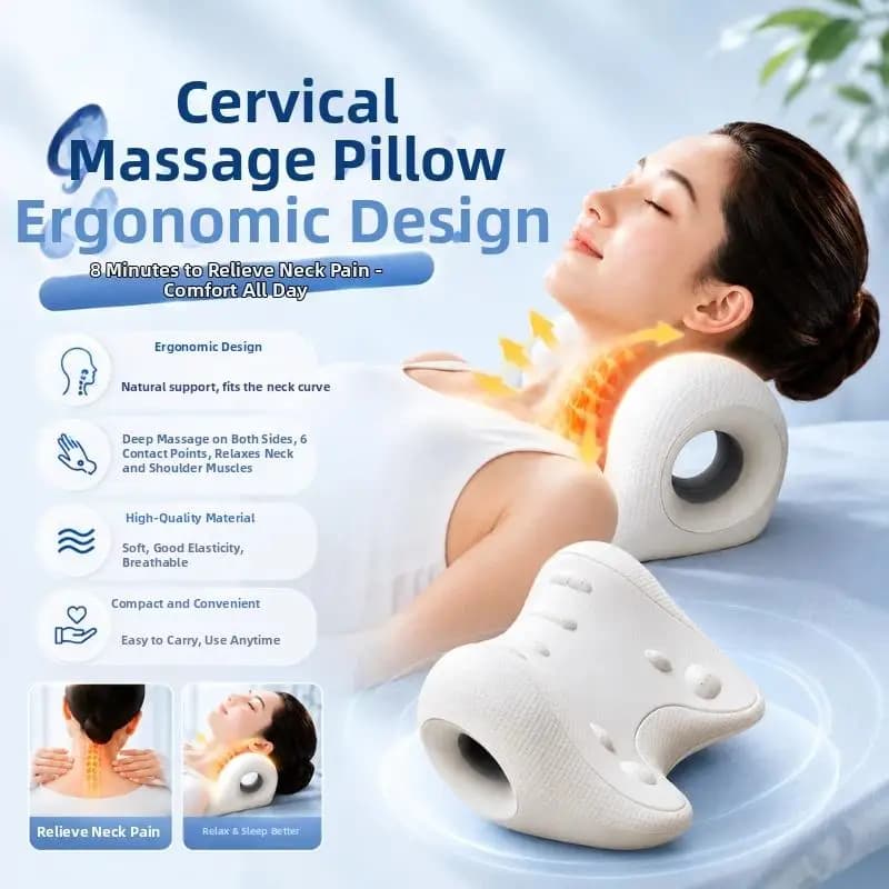 Ergonomic Neck And Shoulder Massage Pillow For Home Use Helps Stretch Cervical Vertebrae Relax+~