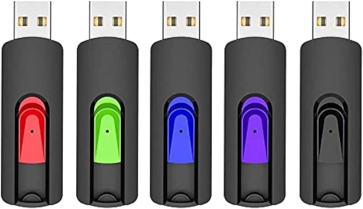 Chiavetta USB da 64GB, Confezione da 5, USB 2.0, Memoria Flash Retrattile per PC e Laptop - Multipack da 64G