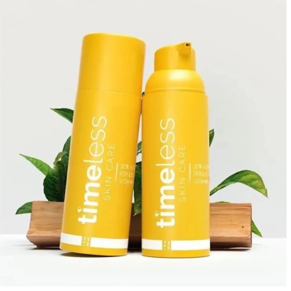 Siero Viso 30ml Timeless Skin Care with 20% Vitamin E, Ferulic Acid, Original Collagen to Orange, Hydrating Essence and Radiant with Vitamin C