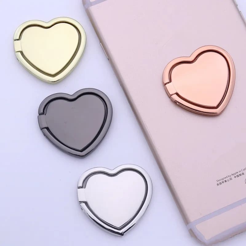 2Pcs Heart Pattern Mobile Phone Finger Ring Holder Phone Accessories