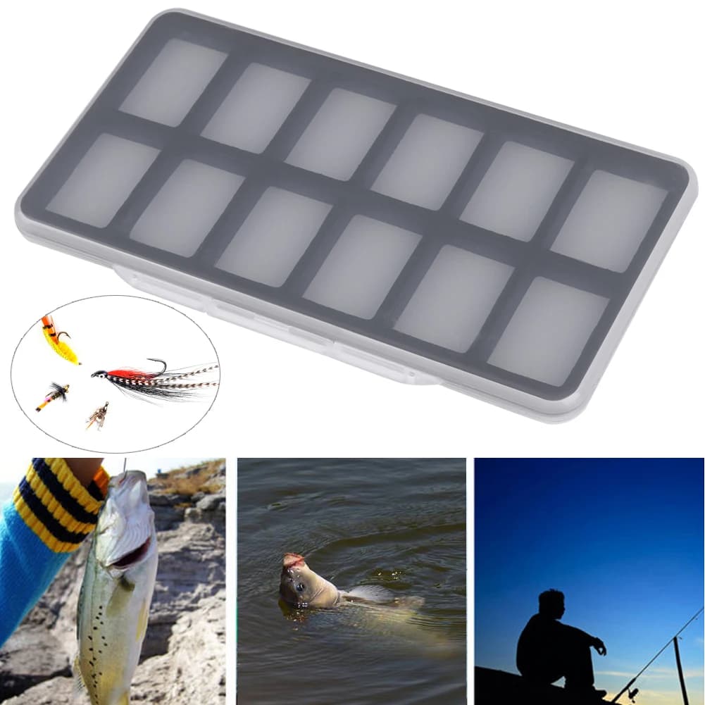 12 Compartment Flying Fishing Tackle Box Fly Fishing Lure Bait Trout Storage Box Fishing Gear Fly Hook Box Fly Fishing Hook Box