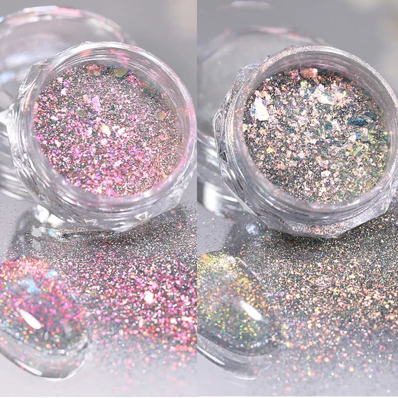 1 scatola di polvere camaleonica multicromatica glitter per unghie Aurora neon arcobaleno pigmento polvere cromata iridescente manicure sfregamento delle unghie polvere