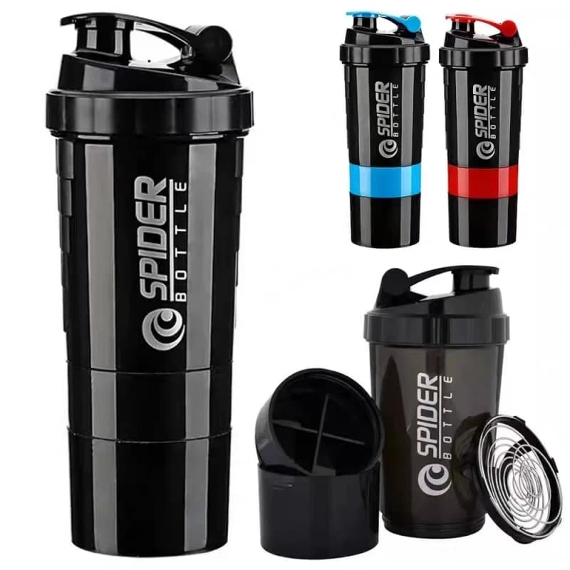 3 Layers Shaker Protein Bottle Shake Cup Water Bottle Plastic Mixing Cup Body Building Exercise Bottle Coffeeware