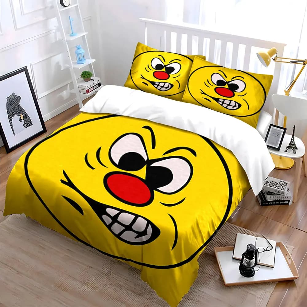 Set di adesivi decorativi a tema cartoni animati, set di biancheria da letto morbido e delicato sulla pelle, include 1 copripiumino e 2 federe, idea regalo