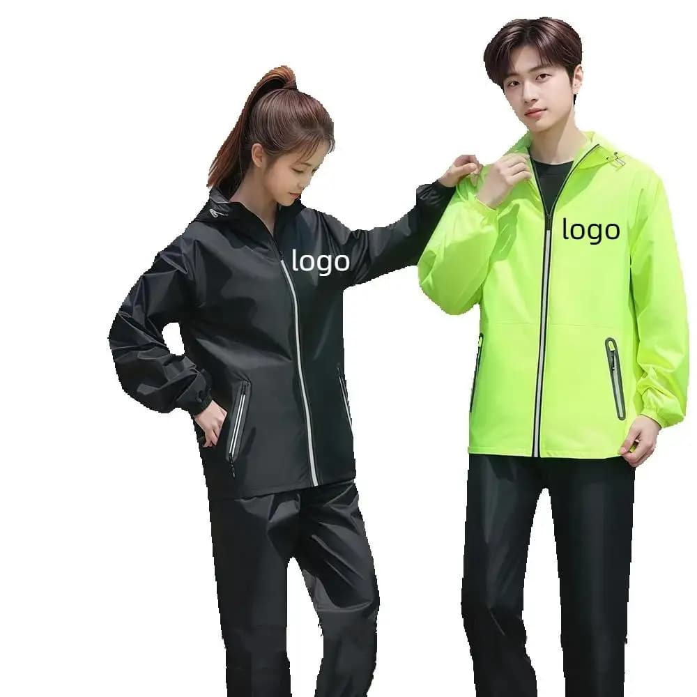 Raincoat and men's and women's split pants Waterproof jacket with reflective strip for outdoors with custom printed logo