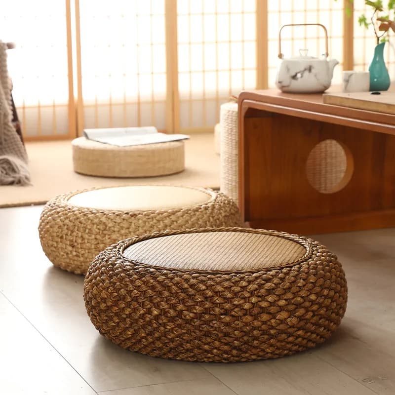 Rattan futon seat cushion living room thickened tea room seat cushion worship Buddha meditation mat tatami straw seat pier
