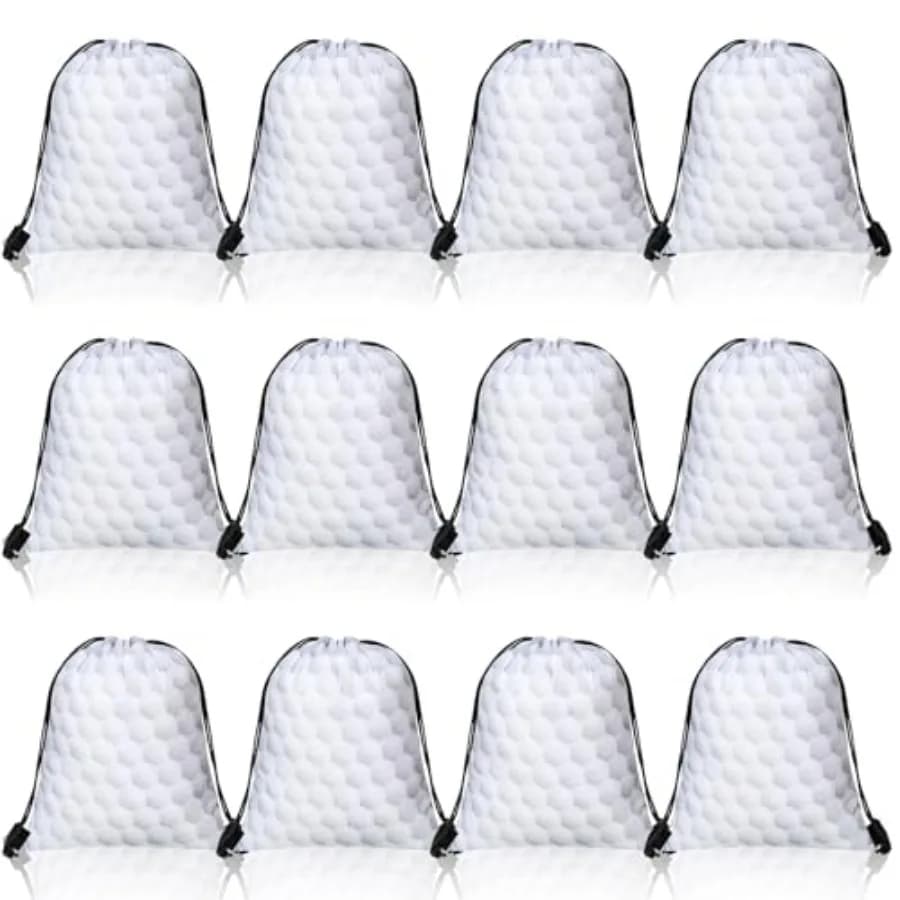 12 Pieces Golf Drawstring Bags Bulk Small Sport Goodie Bags Snack Treat Backpack for Ball Birthday Party Favor Team Gifts