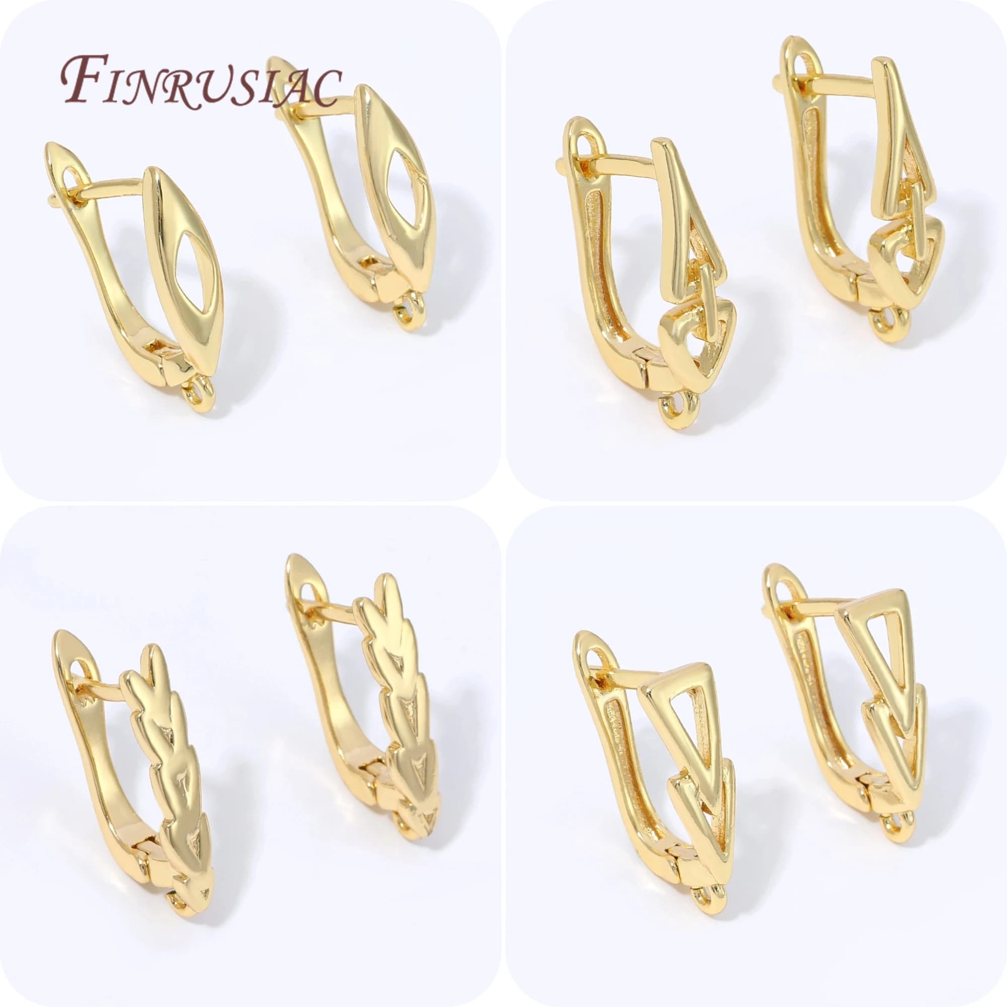 18K Gold Plated Shvenzy Geometric Hollow Earring Clasp Fasteners Findings DIY Jewelry Making Accessories For Handmade Earrings