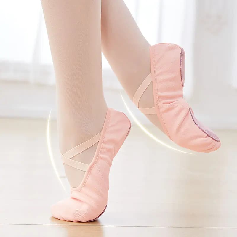 Scarpe da Balletto Elasticizzate per Ragazze e Donne, Scarpette da Danza in Tela Senza Lacci, Suola Morbida Divisa, per Bambini