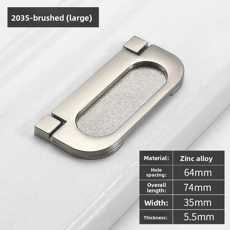 Brushed Silver Recessed Hidden Cabinet Pull Handle Modern Minimalist Flush‑Mount Knob Drawer Shoe Wardrobe Cupboard