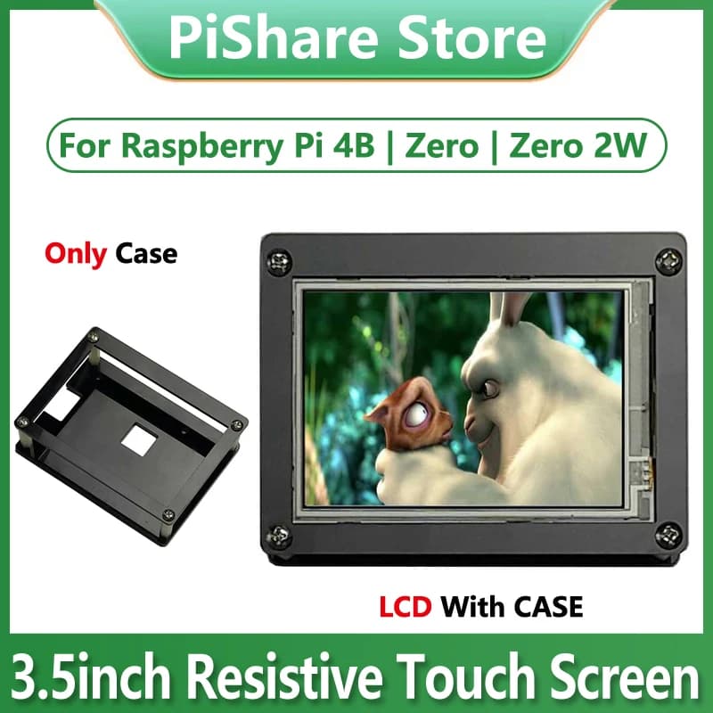 3.5 Inch LCD 480 × 320 3.5 Inch IPS Screen Acrylic Case Option for Raspberry Pi 4 / Zero 2W / Zero