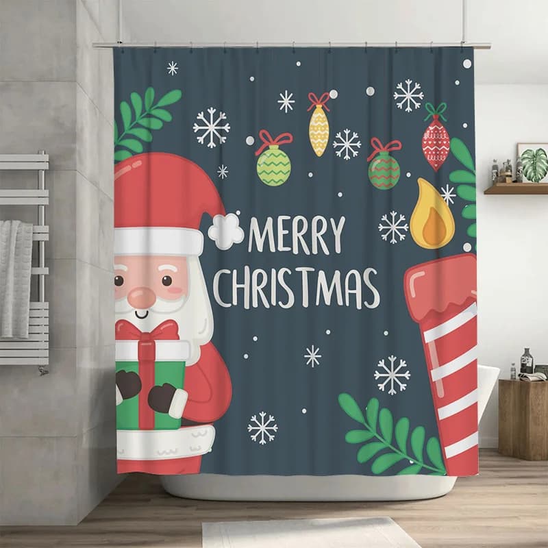 TU Tenda da doccia natalizia Decorazioni festive per le vacanze Set da bagno di buon Natale Decorazioni per la casa impermeabili per le vacanze Regalo Stile moderno
