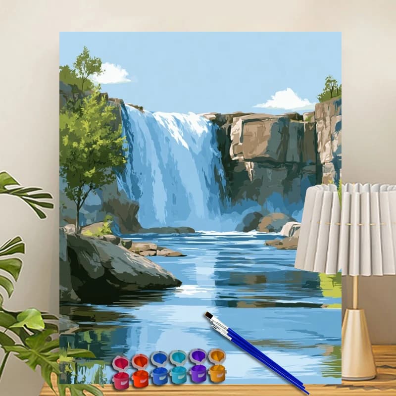 Painting By Numbers Waterfall Landscape Acrylic Paint Canvas Dropshipping Portrait Family Children Photo Christmas gifts