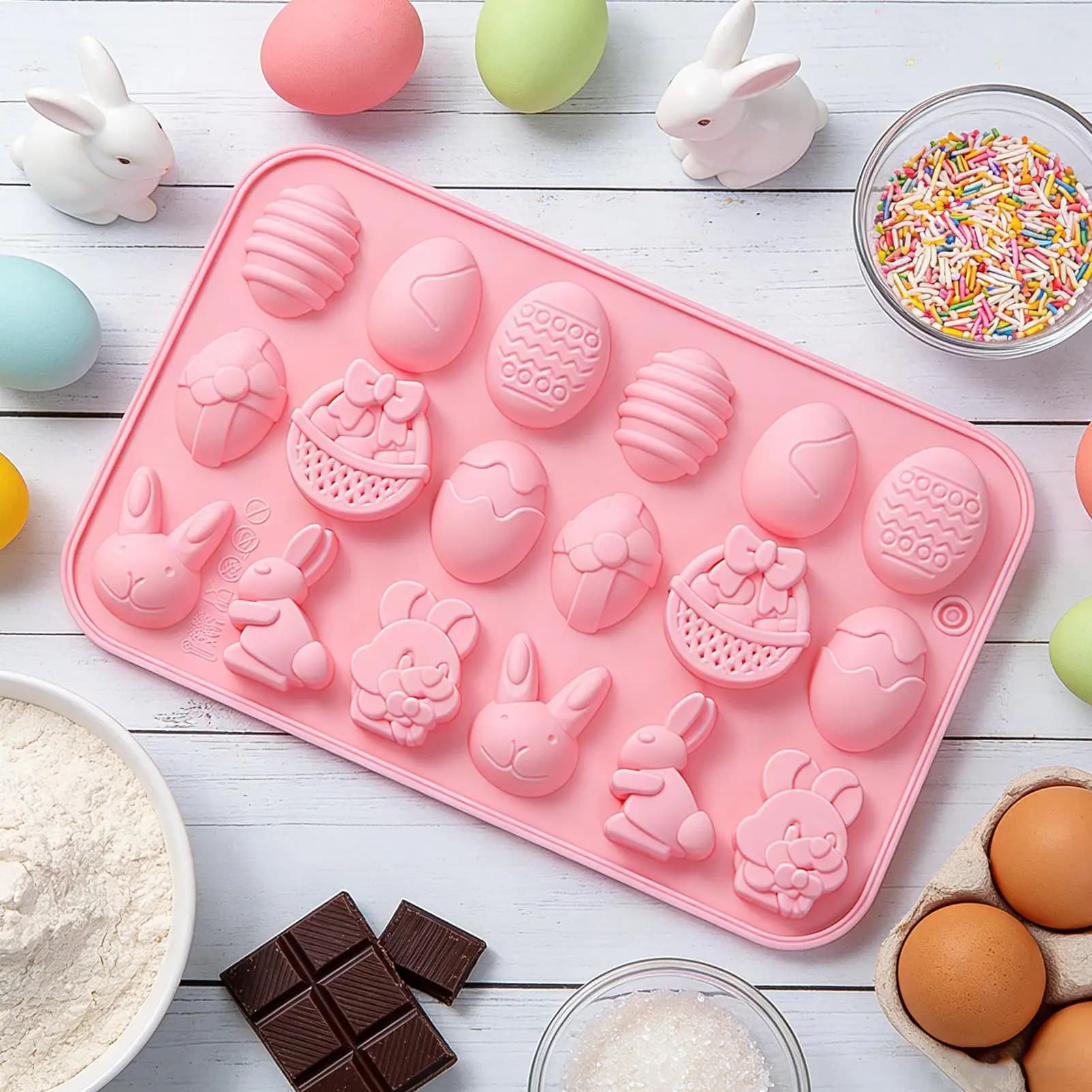 Stampo in Silicone per Cioccolato, Facile da Sformare, Strumento per Creazioni Artigianali, Stampo 3D a Forma di Coniglio per Ghiaccio, Sapone, Decorazione Torte e Cupcake