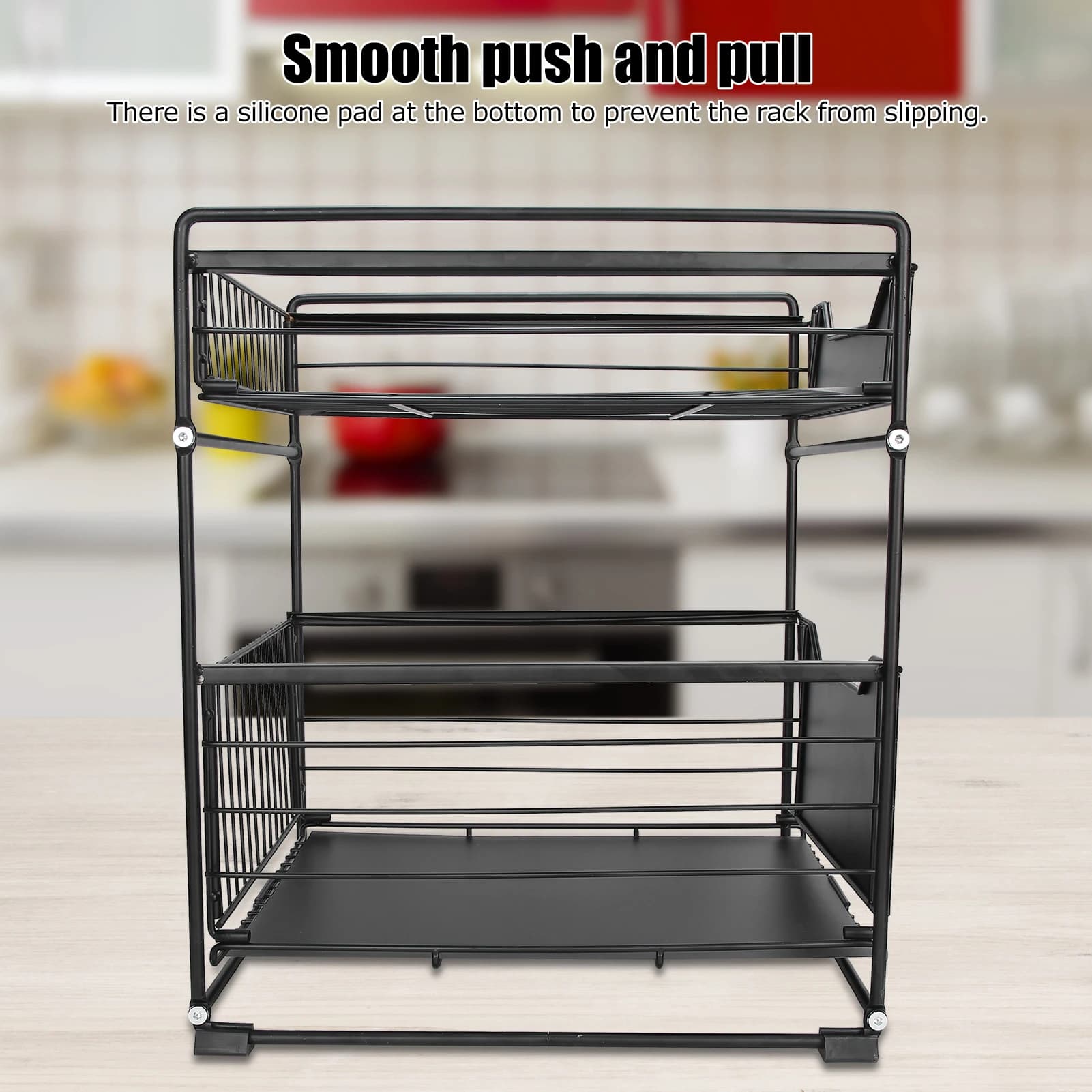 Scaffale portaoggetti a doppio strato con cassetti, organizer multifunzionale per cucina, cosmetici, bagno e articoli per la casa