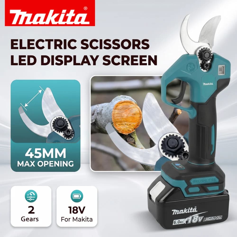Forbici Elettriche Senza Spazzole Makita 45mm per Potatura, Cesoie per Rami di Alberi da Frutto, Utensile Elettrico Compatibile con Batterie Makita 18V