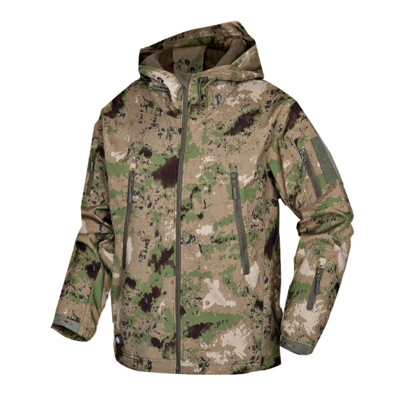 Giacca da uomo all'aperto TAD Shark Skin Soft Shell Felpa con cappuccio mimetica Cappotto antivento da caccia tattico Abbigliamento da campeggio