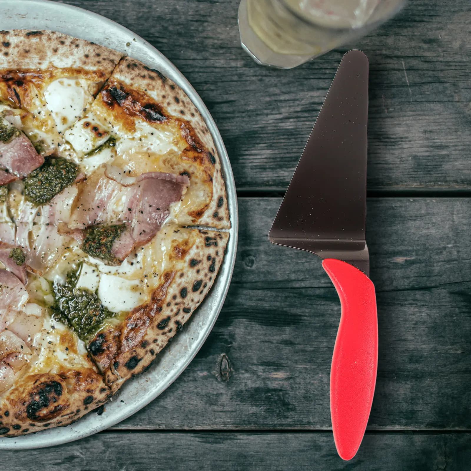 Set di 2 Spatole per Pizza in Acciaio Inox con Manico Ergonomico in ABS, Sottili e Lisce, per Forno e Cucina