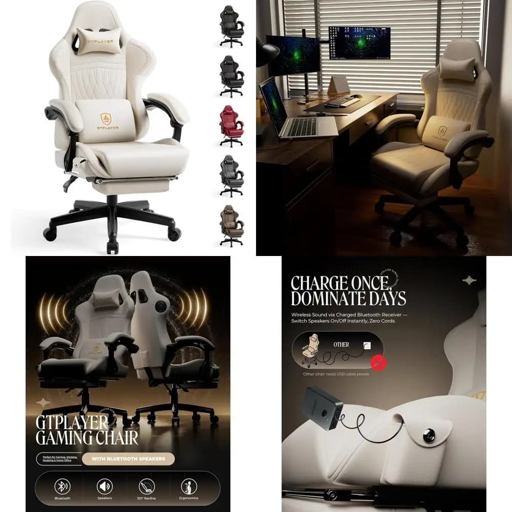 Sedia da gioco ergonomica per PC con schienale alto e poggiapiedi per adulti - Sedie per videogiochi imbottite per adulti con altoparlanti, comodo Ergono