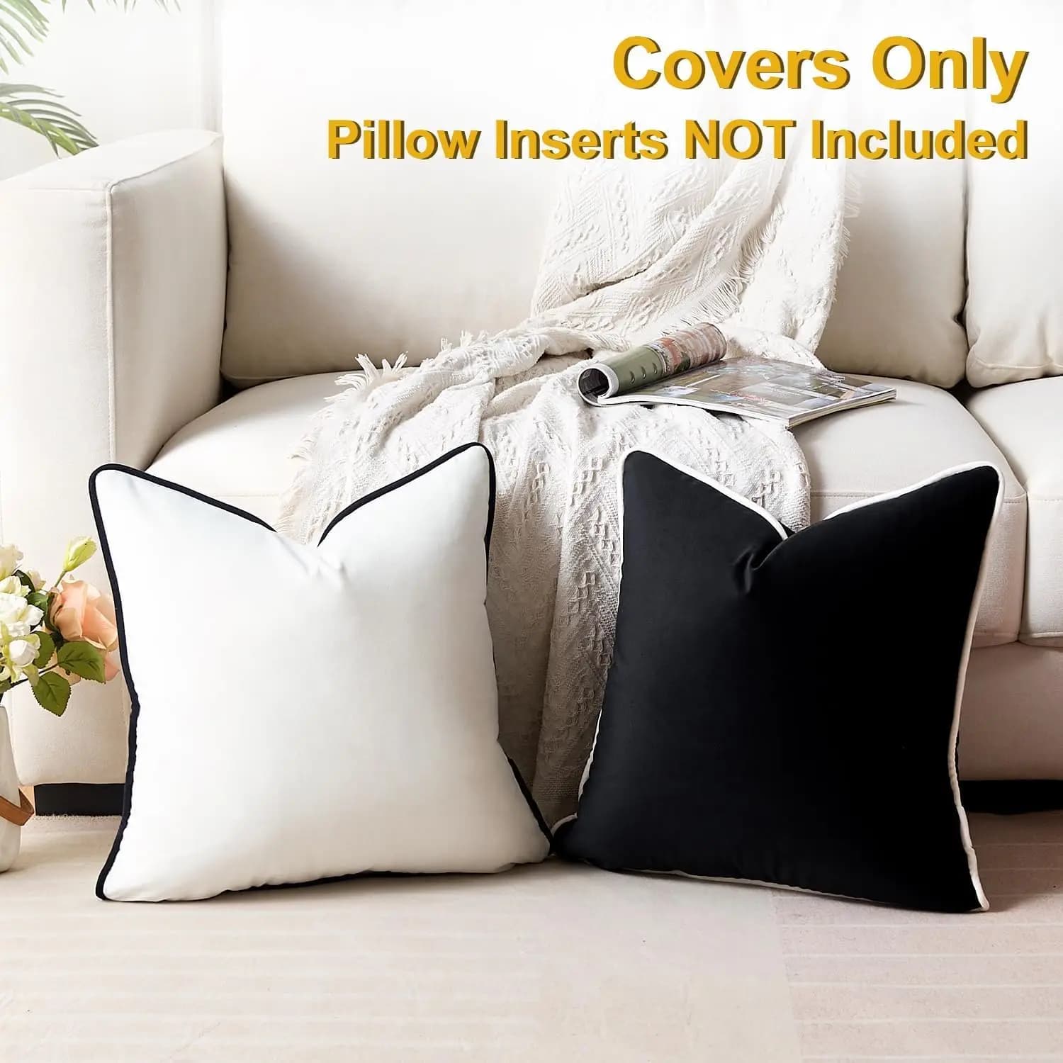 Black White Solid Velvet Pillow Cover Home Decoration Cushion Cover Velour Pillowcase Living Room Sofa Pillow 45x45cm/30x50cm