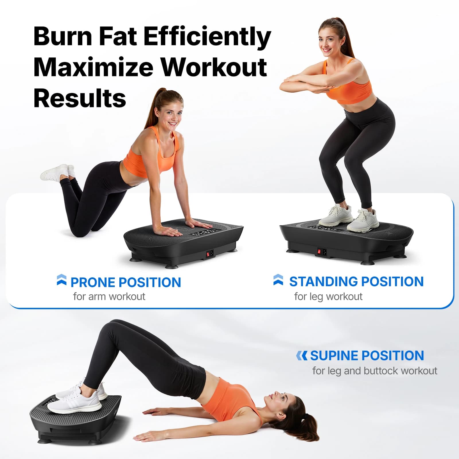 Exercise Machine with Vibrant Plate, Vibrant Plate Curve for Linphatic Drainage and Weight Loss, for Home, Women and Men
