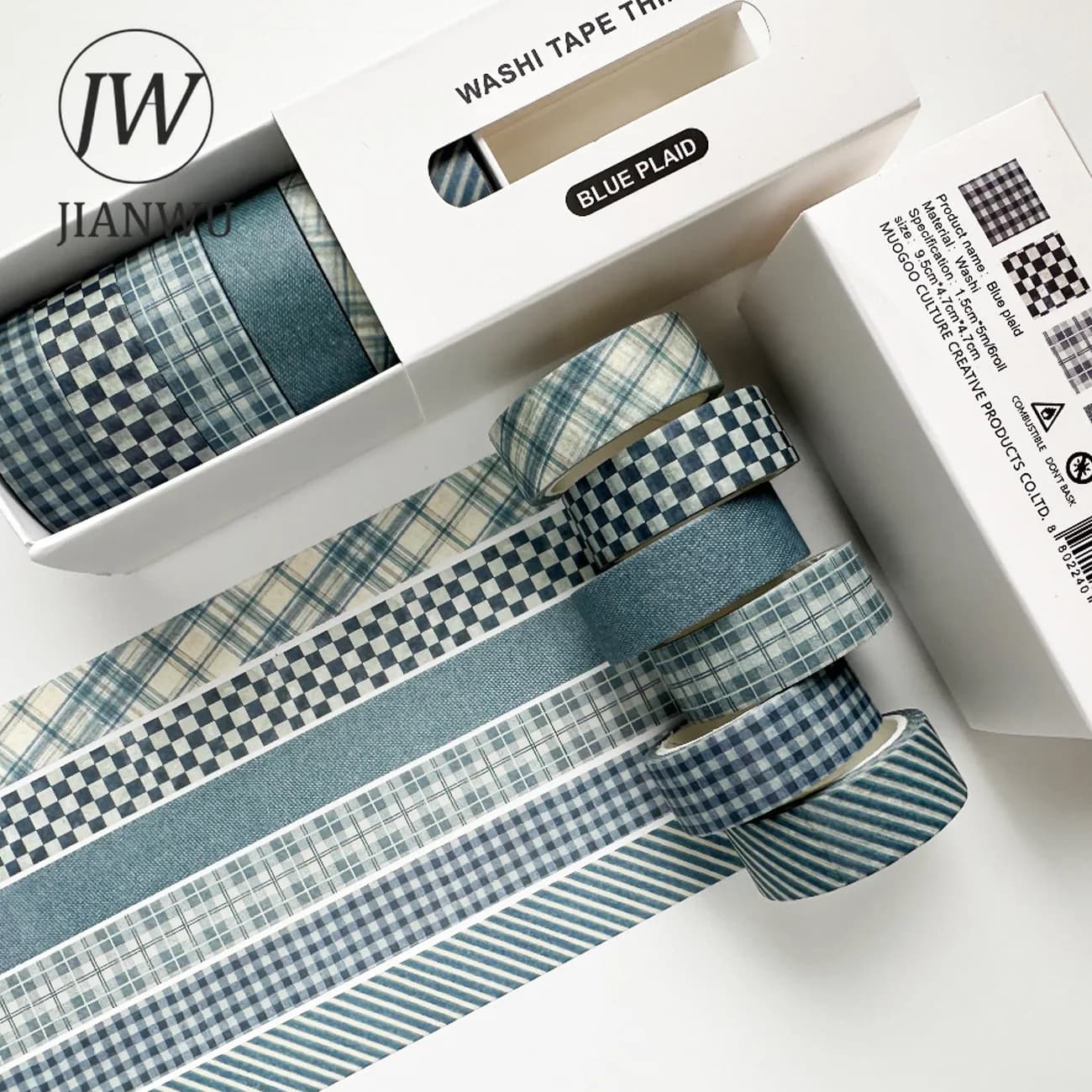 JIANWU 6 Rolls/set Retro Gird Series Vintage Plaid Landscape Material Collage Scrapbook Washi Tape Creative Journal Stationery
