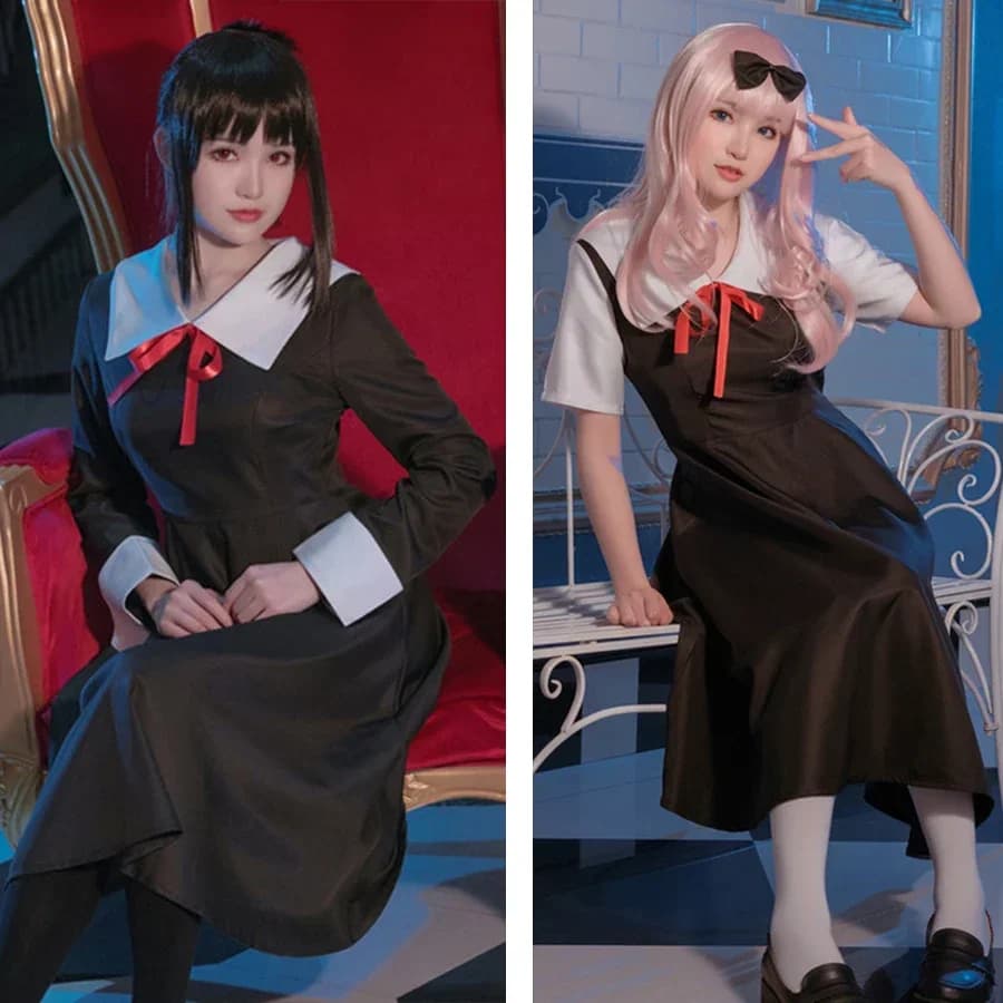 Costumi Cosplay Anime Kaguya Sama Love Is War, Abito Uniforme di Shinomiya Kaguya e Fujiwara Chika, Parrucca e Copricapo, Completi per Donne, Halloween