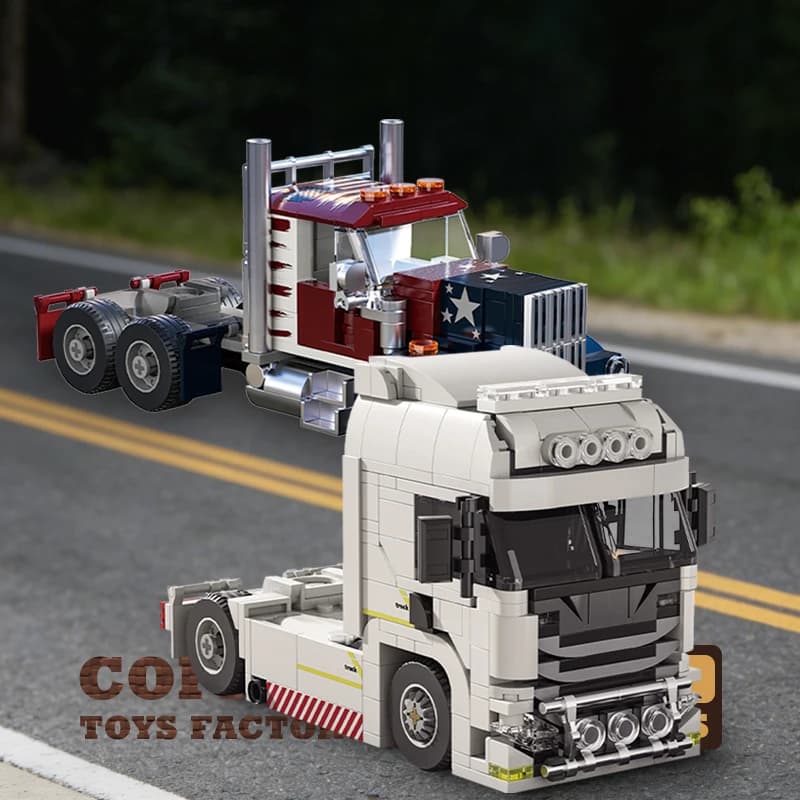 Set di Mattoncini Creativi per Camion, Modellino MOC di Veicolo da Carico Urbano, Blocchi da Costruzione per Auto e Container, Giocattoli Fai-da-Te, Regalo per Adulti