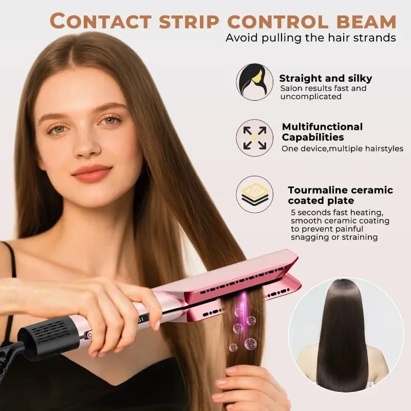 【Best-seller】Asciugacapelli e piastra per capelli 2 in 1 con ioni negativi, strumento per lo styling a doppio uso, per capelli bagnati e asciutti