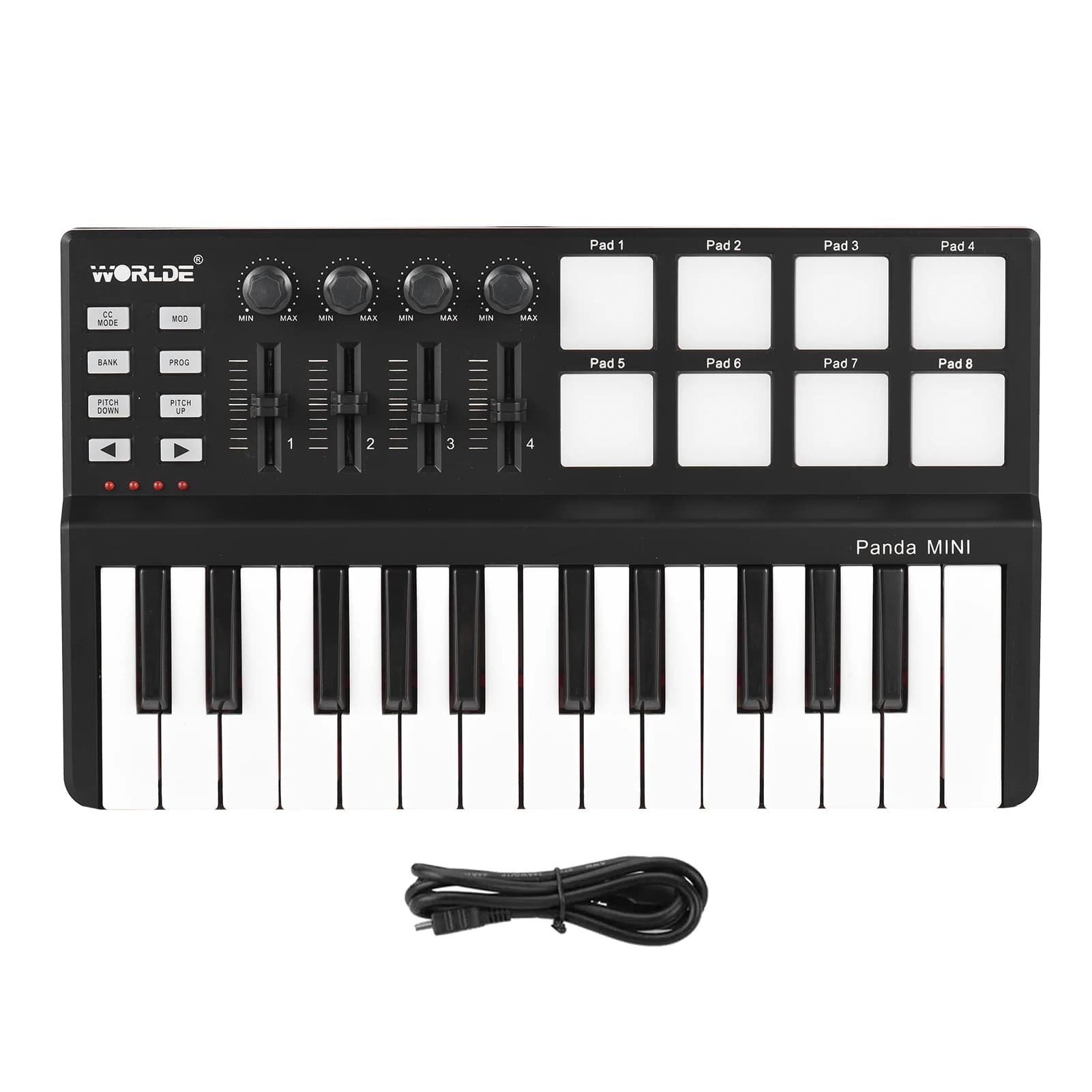 Accessori per pianoforte WORLDE mini tastiera USB portatile a 25 tasti e controller MIDI con drum pad