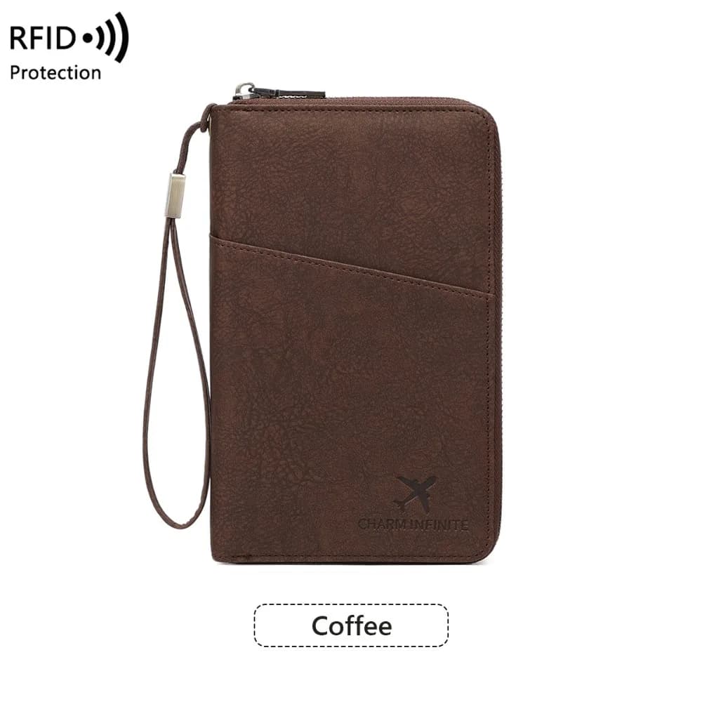 Anti-Theft RFID Protection​ ​RFID Blocking Passport Holder​ ​Long Zipper Closure​ ​Durable​ ​Multi-Passport Wallet​