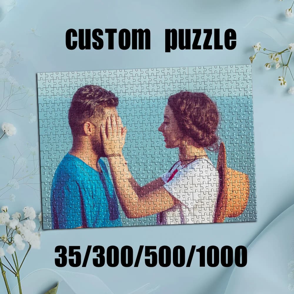 Puzzle personalizzato con foto di coppia o paesaggio, 35/300/500/1000 pezzi, puzzle di carta fai da te con ritratto fotografico personalizzato
