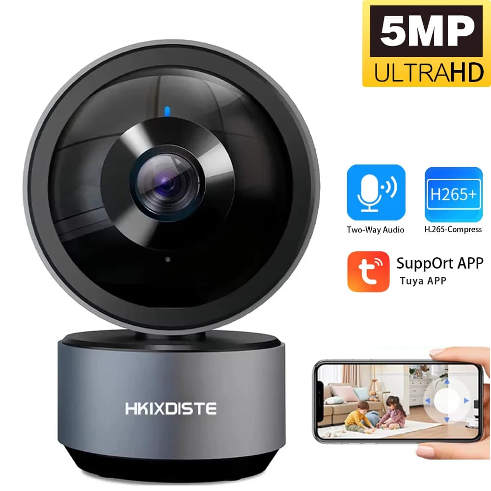 5MP Mini Tuya Smart Home PTZ WiFi Telecamera di sorveglianza Monitoraggio automatico Audio bidirezionale Baby Monitor per interni Telecamere CCTV di sicurezza