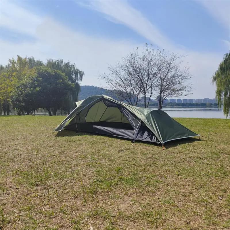 Camping tent for 1 person camping tent with aluminum pole ultralight four seasons waterproof Nylon trekking tent four seasons
