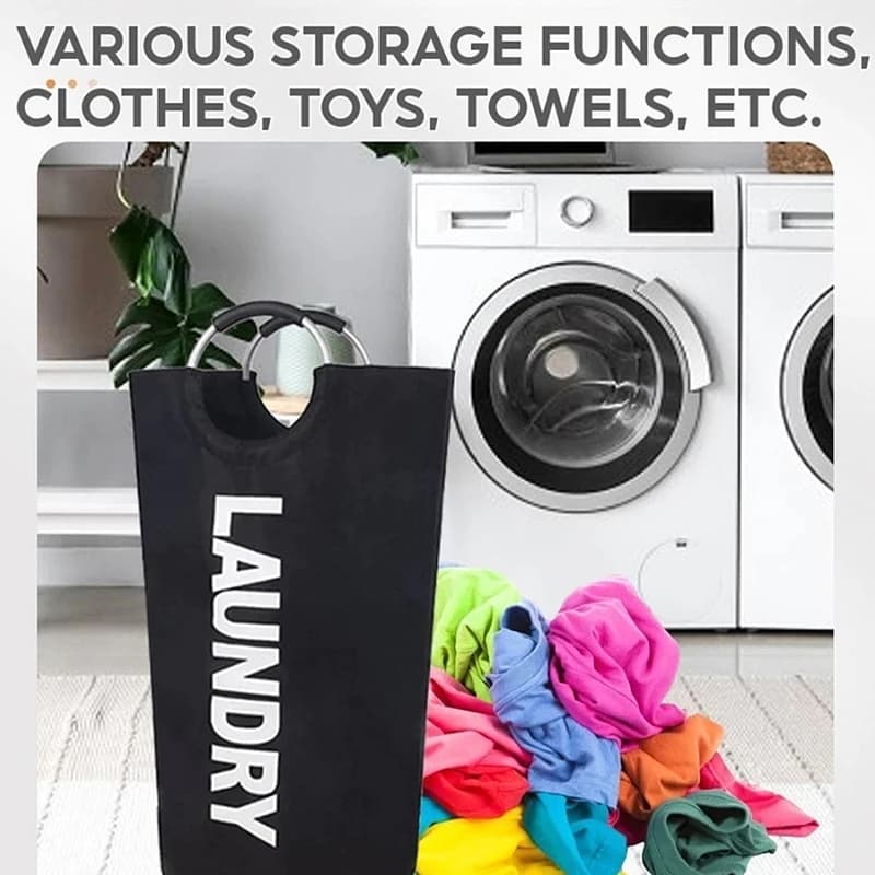 Cesto per Bucato Super Grande da 90L in Tessuto Oxford Impermeabile, Borsa per Vestiti Sporchi, Cesto Pieghevole per Bucato da Viaggio