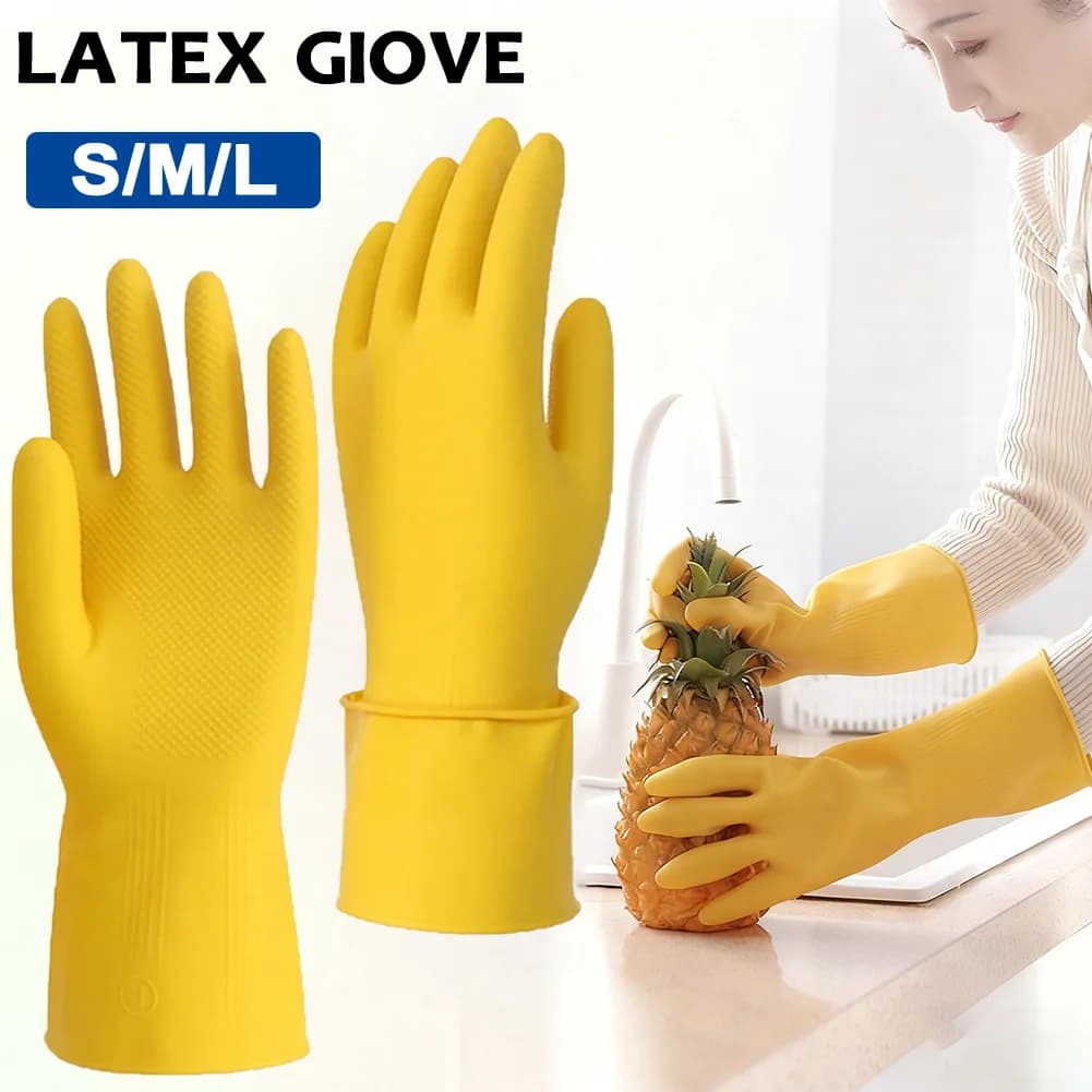 Guanti in lattice con polsino lungo Guanti durevoli antiscivolo Guanti impermeabili ispessiti multiuso per cucina Bagno Giardinaggio Lavaggio auto