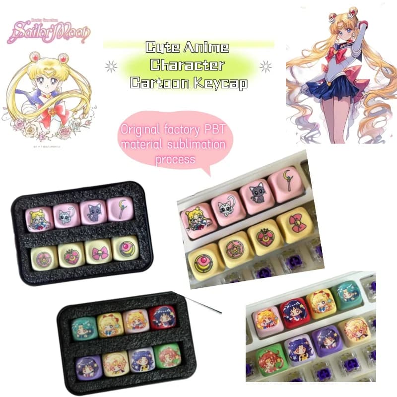 Sailor Moon anime cartoon character keycap single foundation ceramic PBT original cute 3D stereoscopic Sailor Moon keyboard