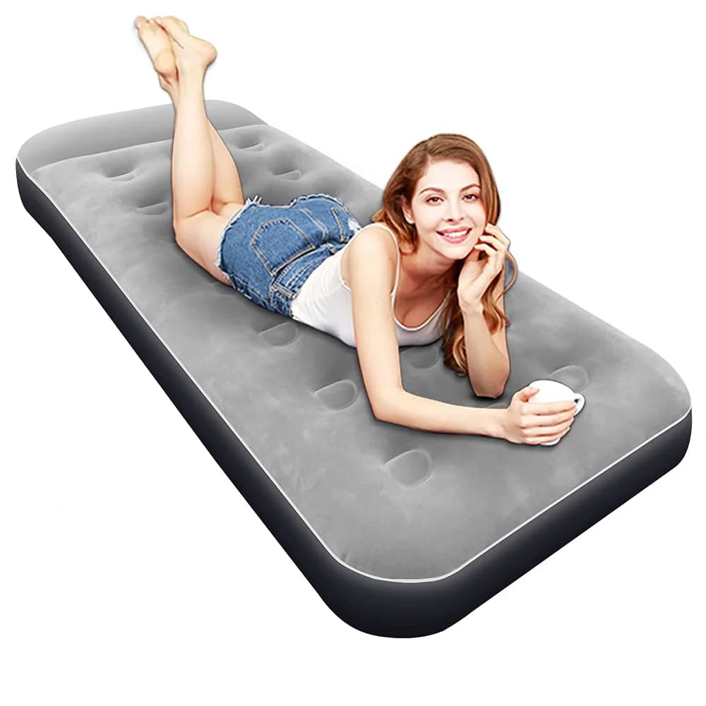 Materasso ad aria da campeggio portatile Letto da viaggio e materassino Materasso gonfiabile a prova di perdite Letto con cuscino incorporato con superficie ispessita