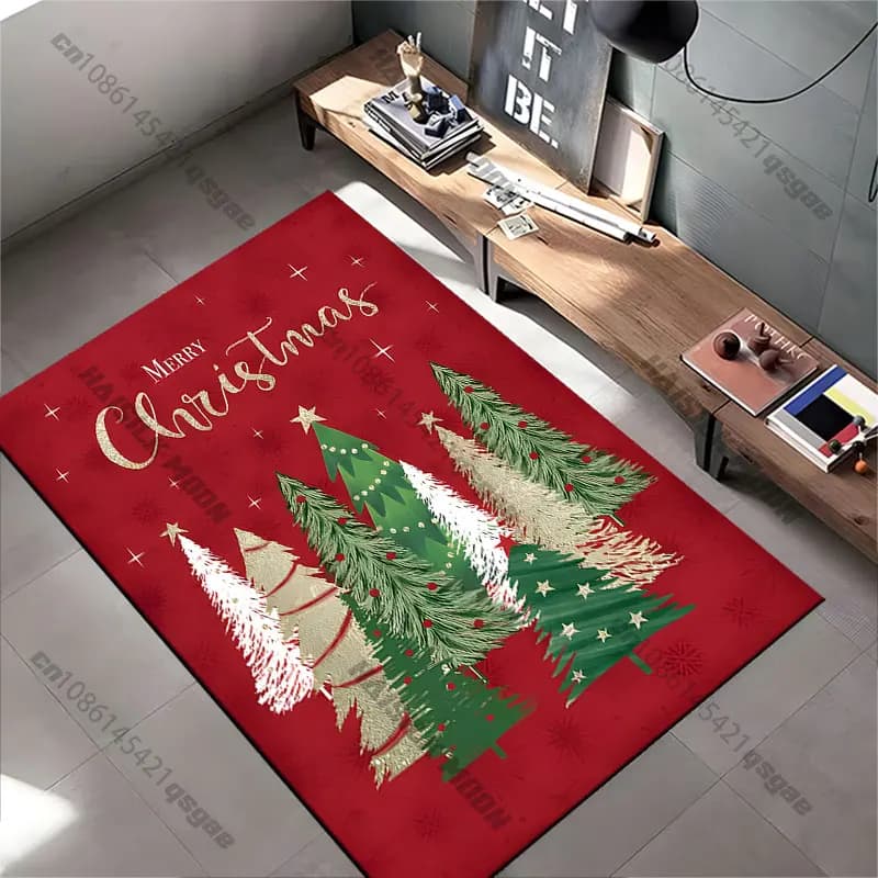 Festive Christmas trees celebration carpet Yoga living room room decor children's crawling mat doormat area rug games mat