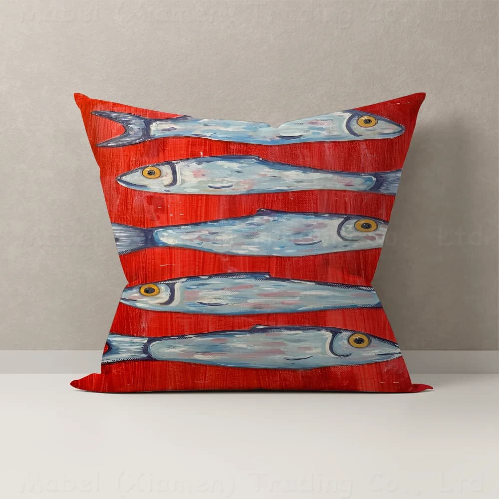 Colorful Sardine Lobster Crab Fish Ocean Pillowcase Toon Gift Cushion Cover Bedroom Home Sofa Chair Seat Decor Pillow Case