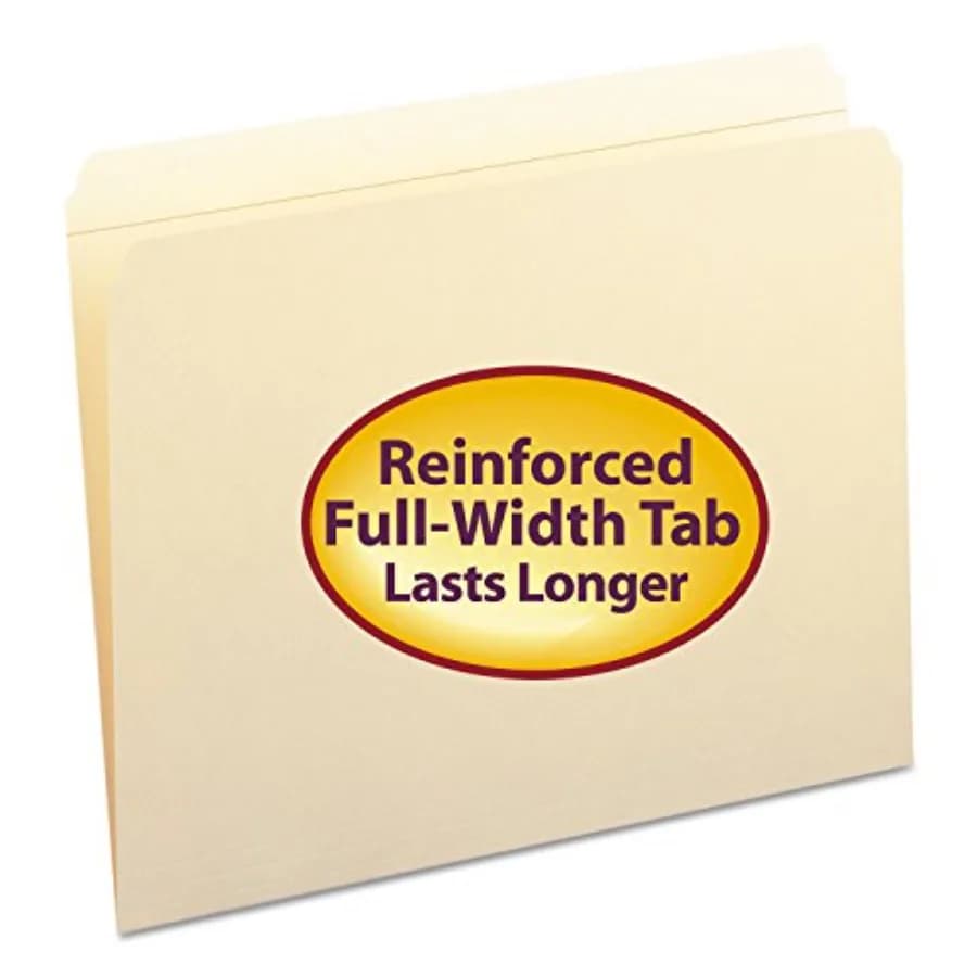 Smead File Folder, Reinforced Straight-Cut Tab Not Undercut,Letter Size, Manila, 100 per Box (10310)
