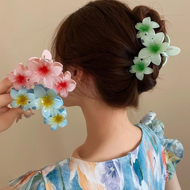 Fermaglio per capelli a forma di girasole con motivo a gradiente, stile dolce, per coda di cavallo e trecce, per ragazze, per acconciature da spiaggia e vacanza