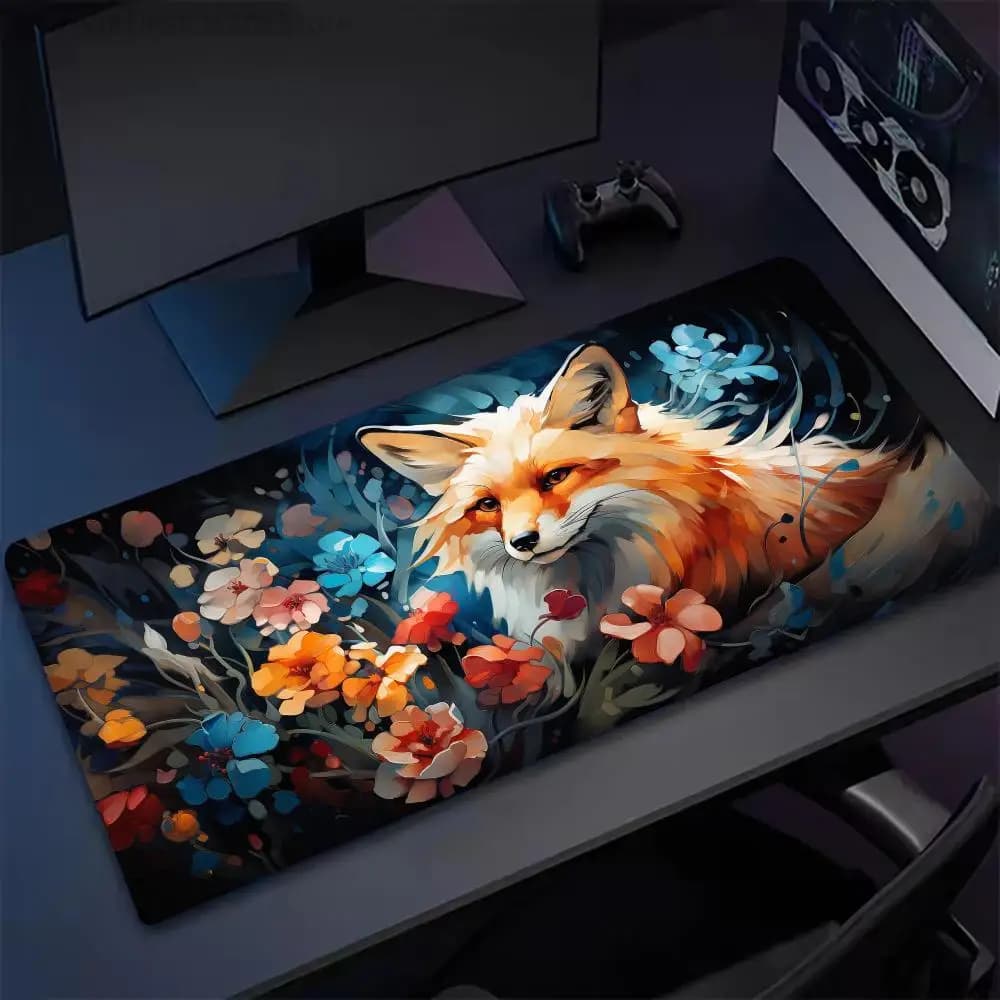Flowers fox Mouse Pad Large MousePad , mini PC Gaming Rubber carpet Lock Desk Mat Computer mouse Gamers phone work office