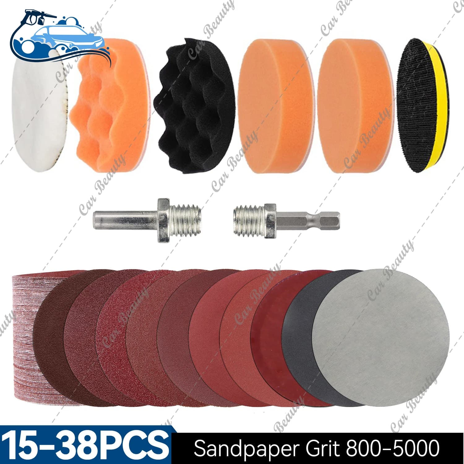 Kit spugna per lucidatura Auto per dettagli Auto ripristino automatico pulizia tampone per ceretta per lucidatura in lana di carta vetrata con adattatore per trapano esagonale M10/