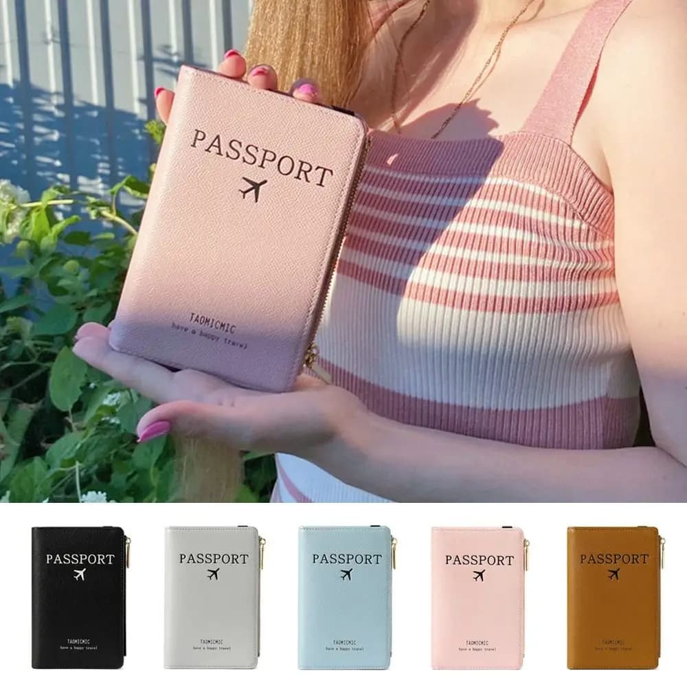 Porta passaporto in pelle PU da viaggio semplice ultrasottile Porta passaporto RFID Porta carte di credito ID