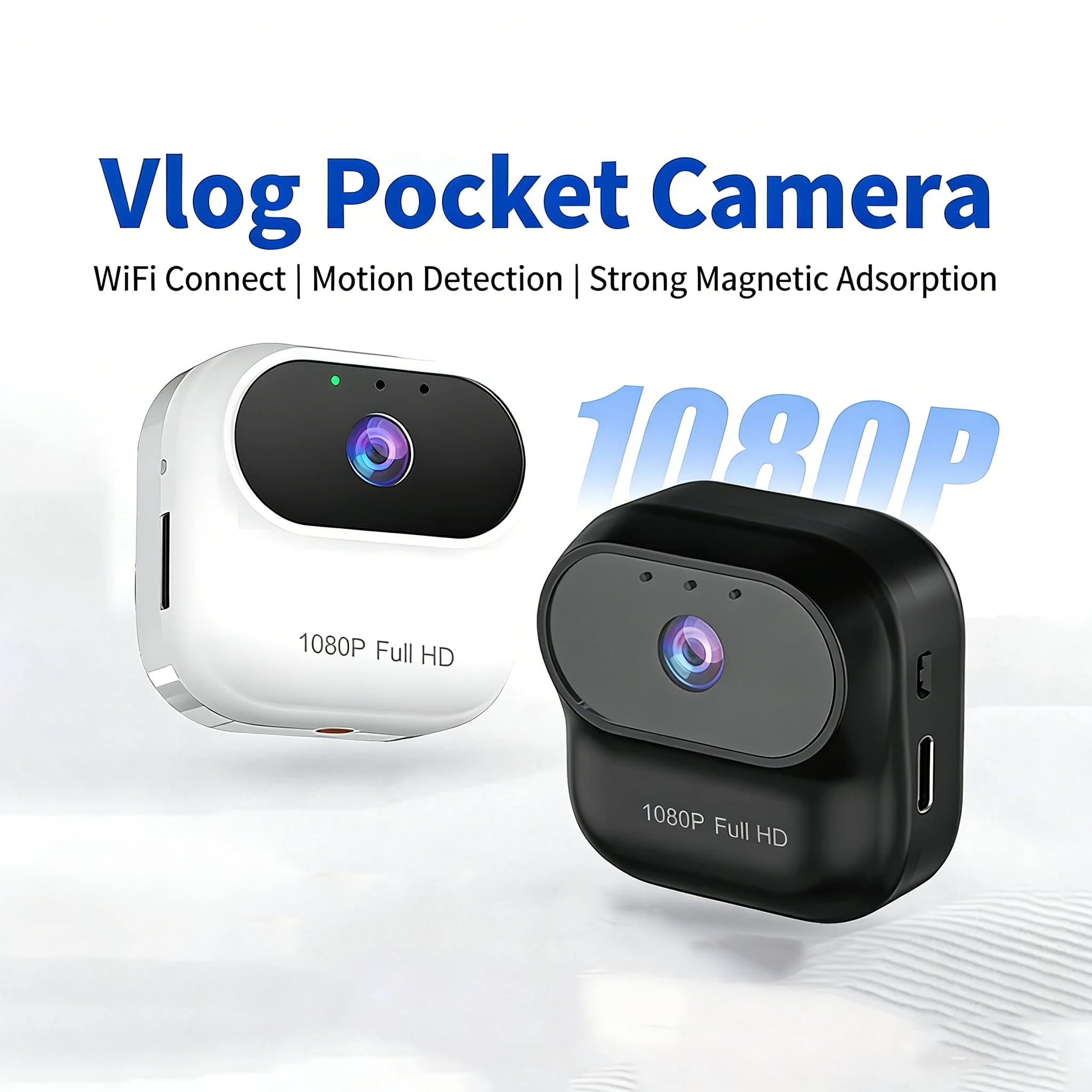 Mini Telecamera Wireless 1080P WiFi per Monitoraggio, Sicurezza Domestica Intelligente, Registratore Ciclistico, Telecamera Tascabile Magnetica per Animali Domestici
