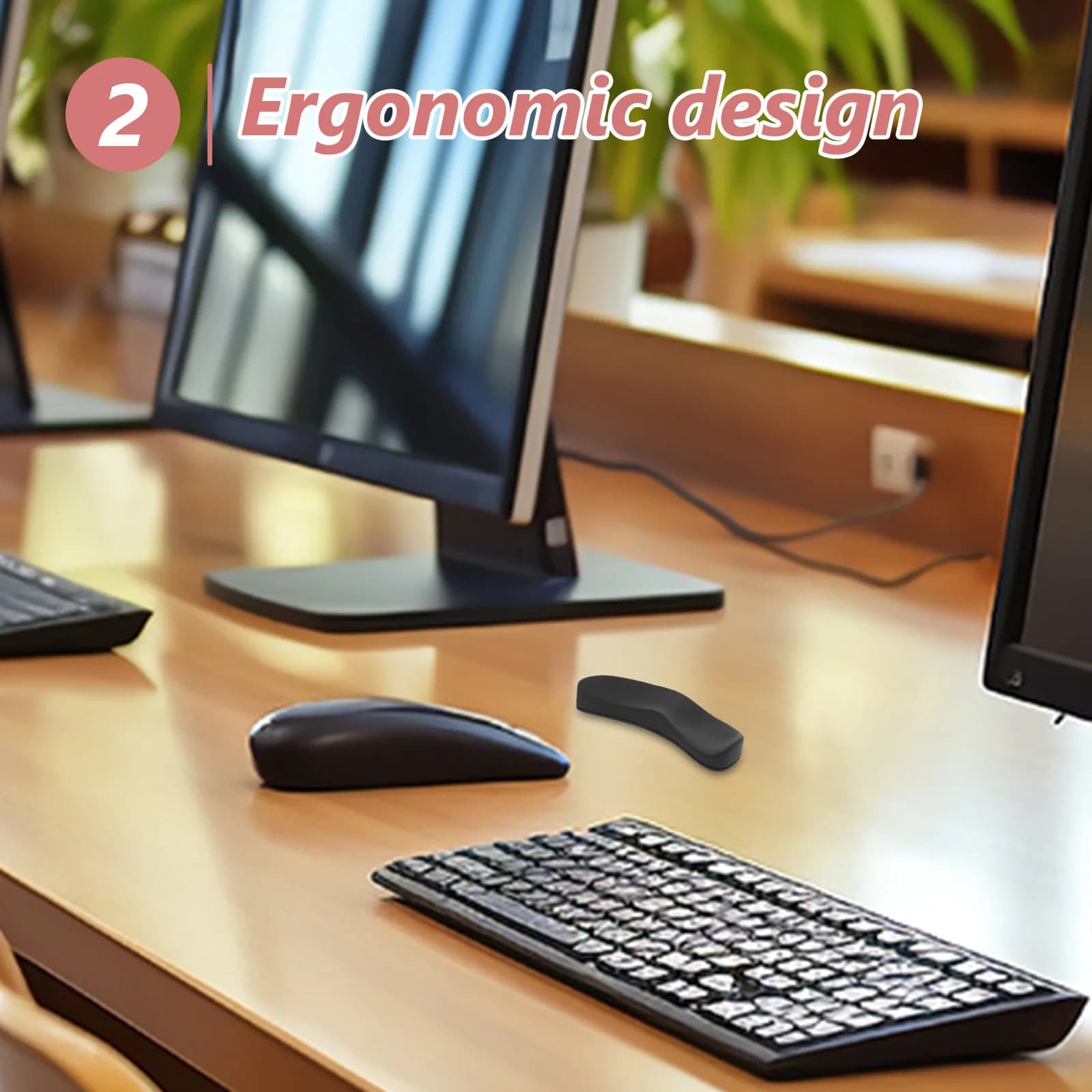 Ergonomic Black Silicone Wrist Rest Pad for Keyboard and Mouse Support Reduces Strain Prevents Mouse Hand Office Gaming Computer